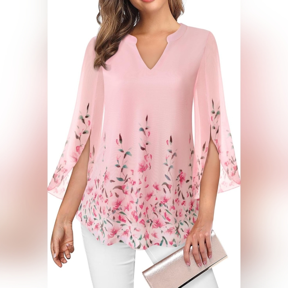 Valolia 3X Pink Floral Women's Top